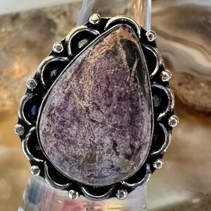 2505 Artisan Silver and Purple Purpurite Stone Statement Ring
